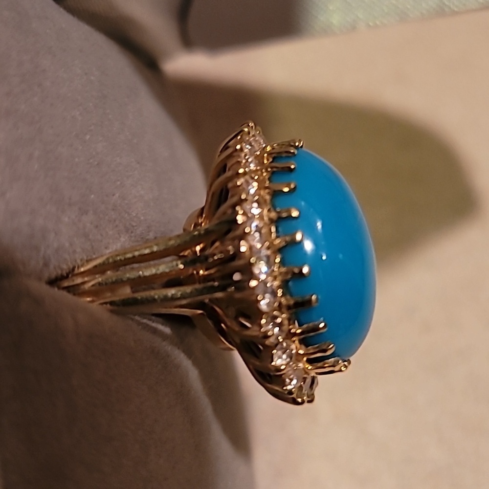 18k Vintage Torguise Sleeping Beauty Gemstone Ring - Picture 6 of 7